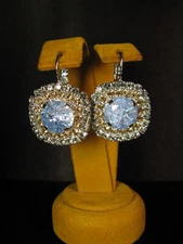 MARIANA EARRINGS SWAROVSKI CRYSTALS BIG STATEMENT BLUE GRAY GOLD MOSAIC RP Gift