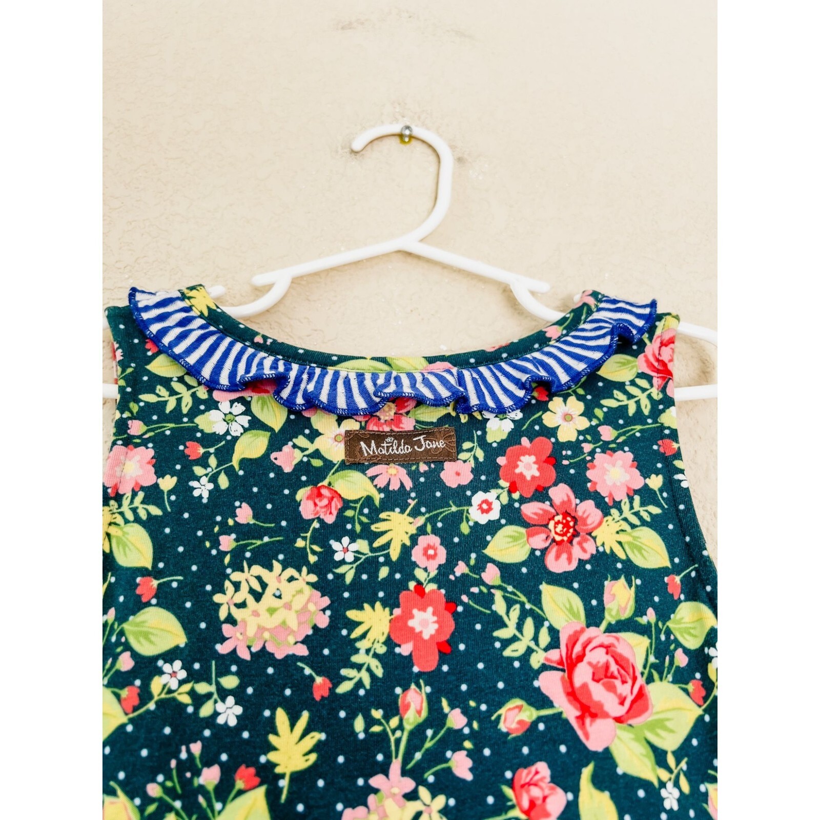 Matilda Jane Ferris Wheel Dress Striped Floral Patriotic Twirl Dress Size 8