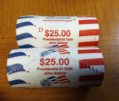 US Mint Rolls P & D John Adams Presidential Dollars