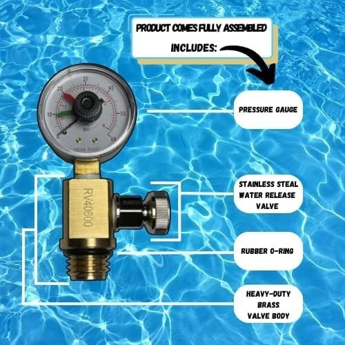 RV40600 Pentair 98209800) AIR RELIEF VALVE GAUGE FNS Plus Clean & Clear - Picture 5 of 9