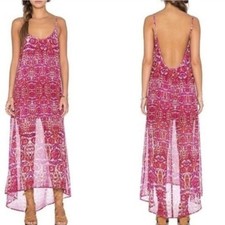 Show Me Your MuMu Size M Turlington Lightweight Maxi Dress Pink Chiffon Beach