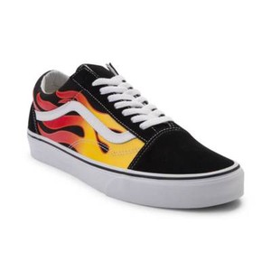 vans old skool flame black & white bumper skate shoes