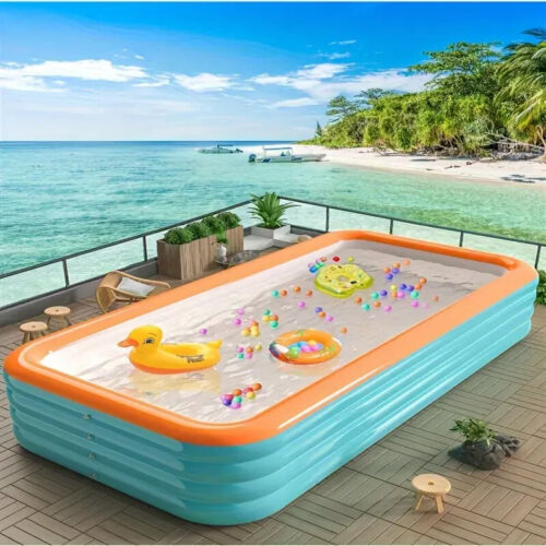 Large Inflatable Swimming Pool, Rectangular Inflatable Swimming Pool for Kids