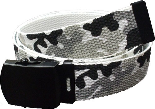 CITY CAMO BELT WITH BLACK BUCKLE 100% Cotton Military Web Belts Rothco 4178 - Picture 2 of 34