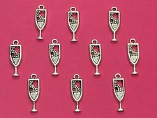 Tibetan Silver Wine Glass/Champagne Glass/Cocktail Glass Charms - Choose Design 