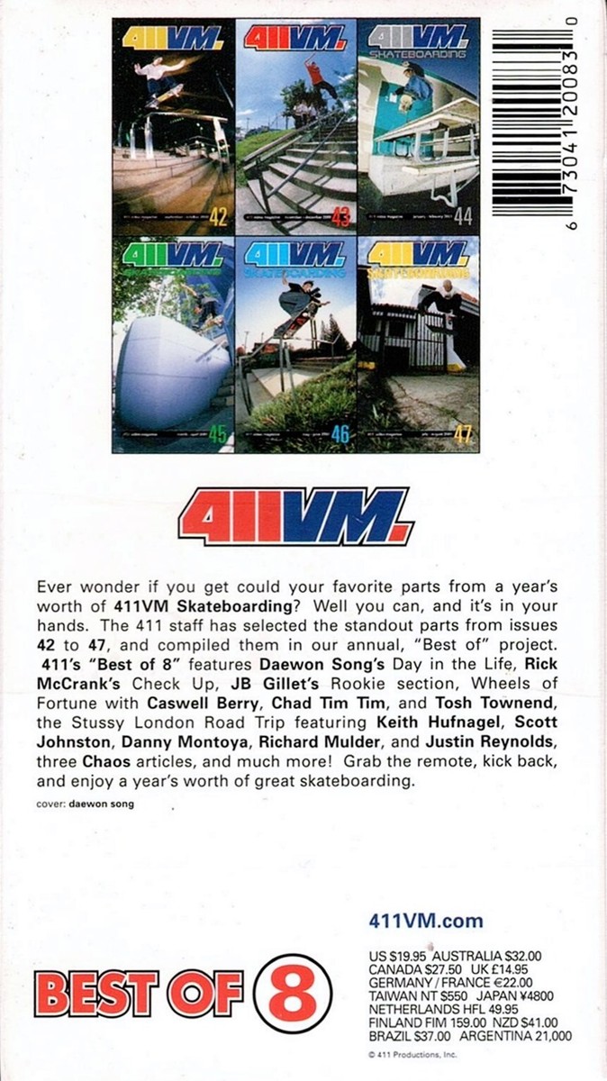 【スケートVHS】411VM含む ビデオ10本セット 中古 411 Skateboarding Video Magazine 411VM BEST OF 8, VHS from