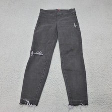 Spanx Jeans Womens Small Jeggings Ankle Skinny Pull On Black Stretch Raw Hem