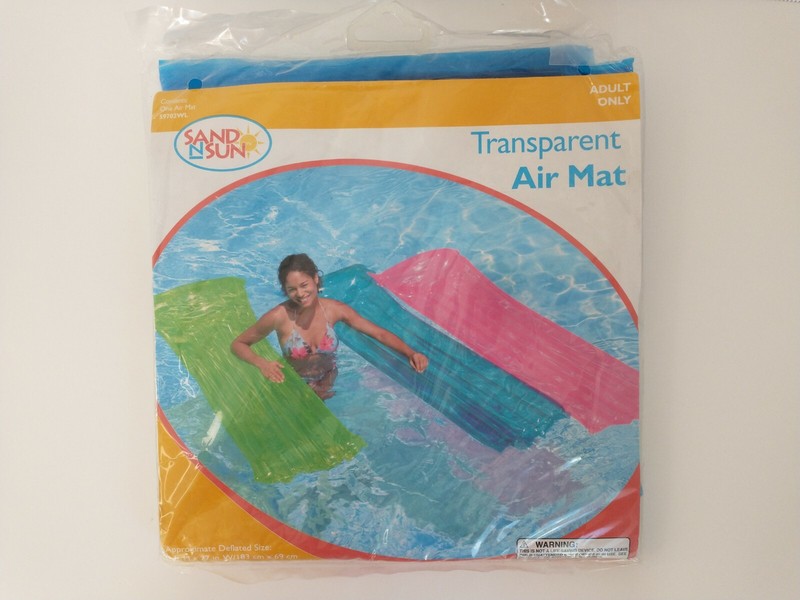 Brand New Sand N Sun Pool Foat, Transparent Air Mat w/ Pillow Top 6'H x 27" W