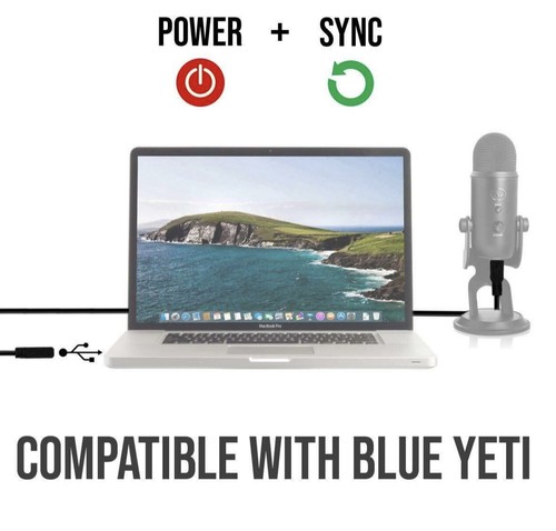 🆕 6FT FOR BLUE YETI MICROPHONE USB SYNC POWER DATA CABLE CORD MIC RECORDING PRO - Picture 3 of 11