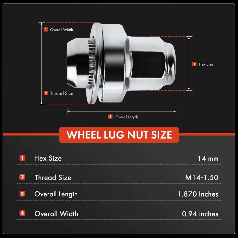 5 передних или задних зажимных гаек M14-1,50 для Lexus LS460 2007-2017 LC500 LS600h - Изображение 2 из 4