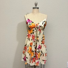 VTG VICTORIA'S SECRET Slip Dress Women S Multi Floral Satin Babydoll Chemise Y2K