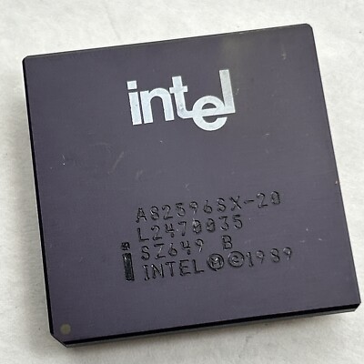 INTEL A82596SX-20 SZ649 20MHz Ceramic PGA GOLD CPU Circa 1989 Co-Processor