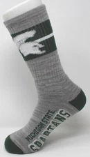 Michigan State Spartans NCAA FBF For Bare Feet First String Crew Socks *Large