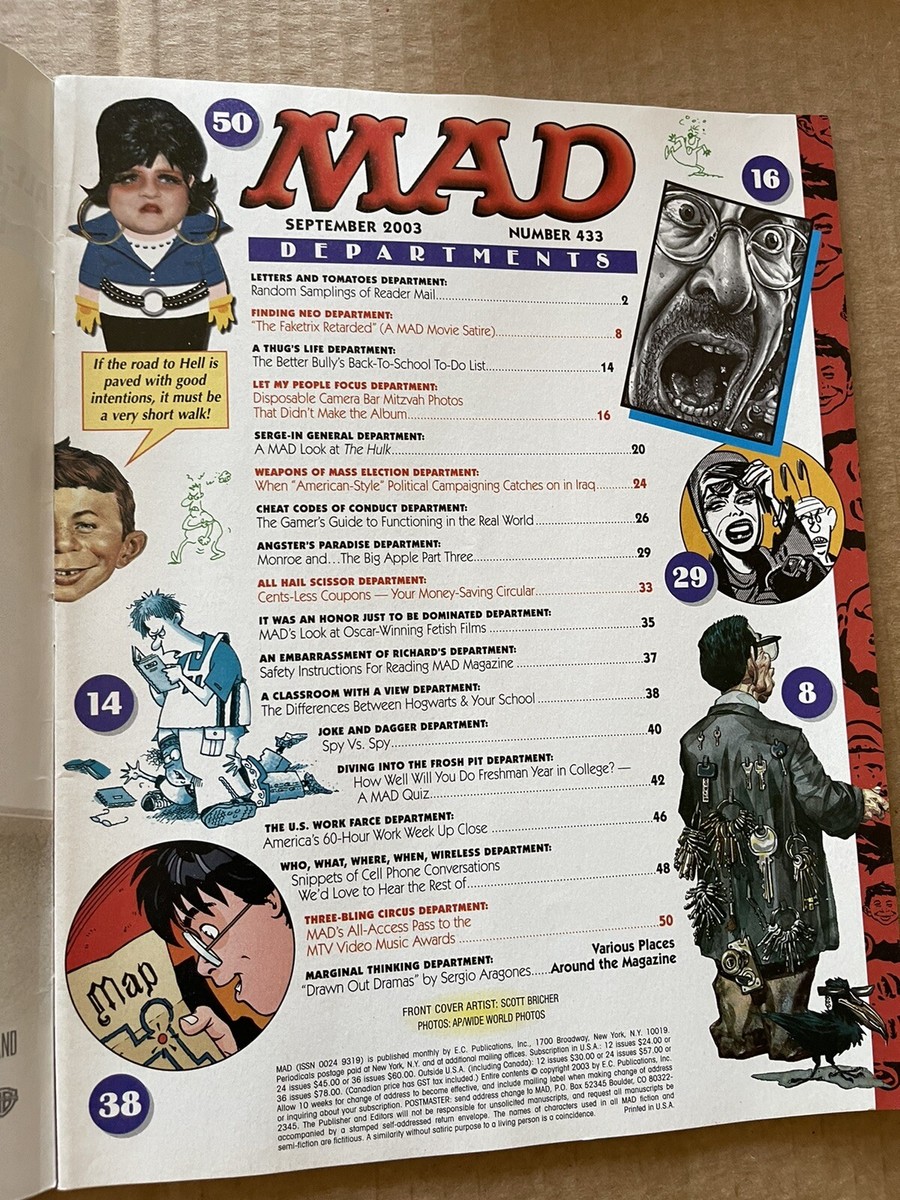 Mad Magazine #433 September 2003 MTV G No Cards Shipping included