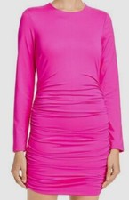298 Bardot Women Pink Jewel Neck Ruched Cutout Bodycon Sheath Mini Dress Size S