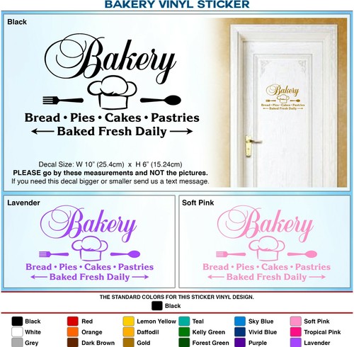 Bakery Door Sign Kitchen Can Food Art Vinyl Home Decor Wall Sticker Decal 177 - Picture 2 of 9