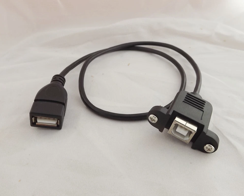 10pcs USB 2.0 B Female Socket Panel Mount To USB A Female Extension Cable 50cm - Image 2 of 4