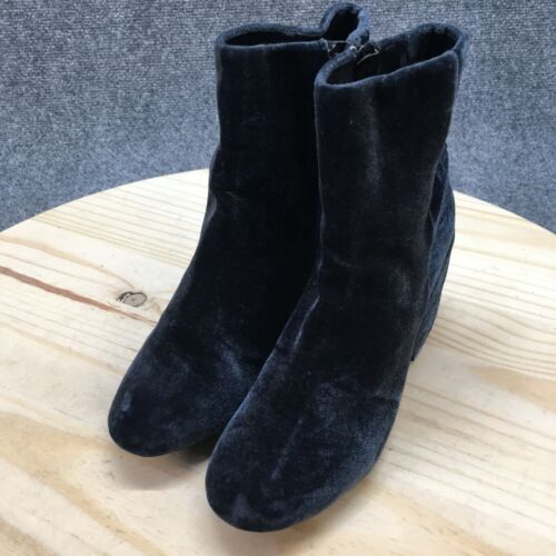 Stivaletti Kenneth Cole donna 6,5 M Renna stivaletti blu velluto cerniera laterale blocco - Foto 3 di 17