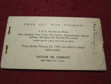ca. 1924 "Gargoyle Mobiloil" 16-page Mini-Price Book from Vacuum Oil, New York