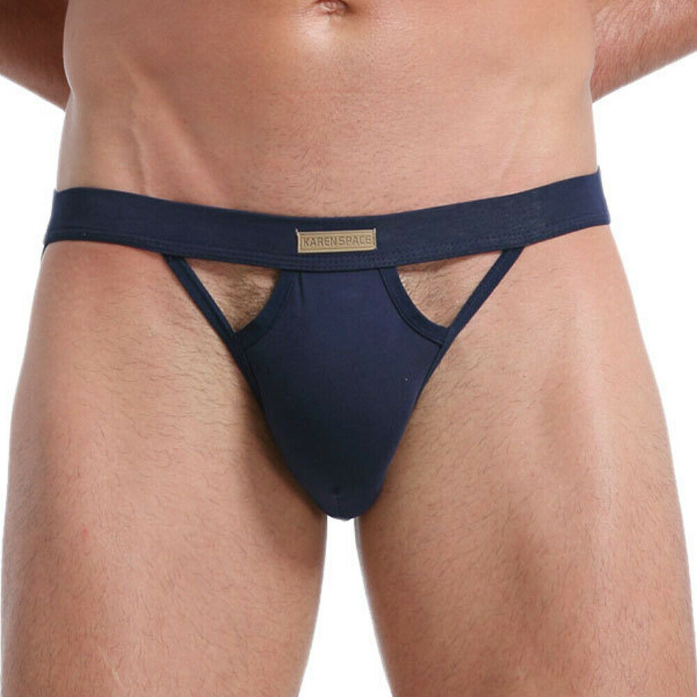 Sexy Men's Jockstrap Cotton Gay Underwear Pouch Buttocks Hollow G-Strings Thongs