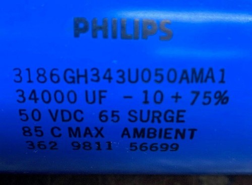 PHILIPS 34000uF 50 VDC Large Can Electrolytic Capacitor 3186GH343U50AMA1 --SC - Picture 2 of 7