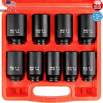 9-Piece Drive Deep Impact Socket Set 29-38mm CR-MO Auto Maintenance & DIY New