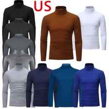 US Men Mock Turtleneck Undershirt Mens Long Sleeve Base Layer Thermal Shirts Top