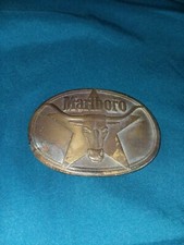      Vintage MARLBORO Brass  Belt Buckle - Longhorn on Star     