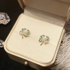 Fashion Simple design Green Clover Stud Earrings