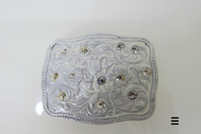 Gürtelschließe ''Vintage'' Weiß mit Strass