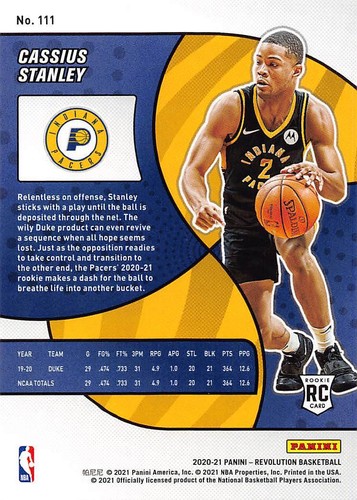 2020 Panini Revolution #111 Cassius Stanley - Picture 2 of 2