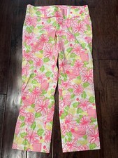 Lilly Pulitzer Pink Floral Palm Beach Fit Ankle Pants Size 2