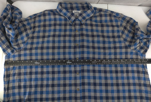 Harbor Bay Shirt Men 3XLT Gray Blue Black Flannel Check Plaid Cotton XXXL Tall - Picture 4 of 11