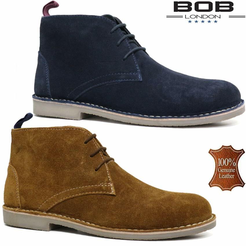 Mens Real Leather Casual Retro Walking Chukka Lace Desert Ankle Boots