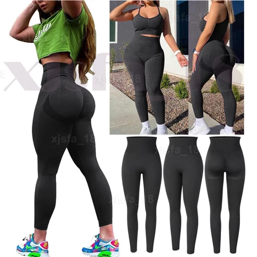 Women Anti Cellulite Yoga Pants High Waist PUSH UP Leggings Workout Trousers Gym - Picture 12 of 23
