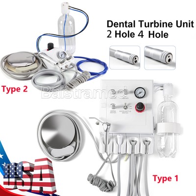 Portable Dental Turbine Unit 3 Way Syringe Work with Air Compressor 2/4 Holes