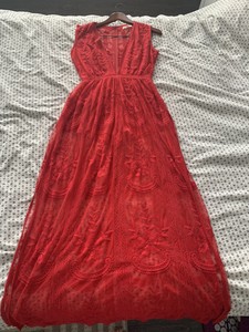 red lace maxi romper