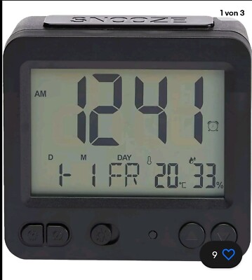 Digitaler Tischwecker mit Licht Temperatur-und Datumsanzeige quadratisch Schwarz