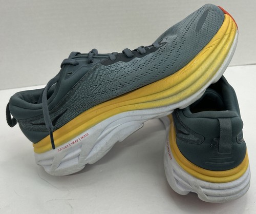 HOKA One One M Bondi 8 Men's Sneakers, Grey/Yellow, Size 9.5 D (1123202) - Picture 8 of 18