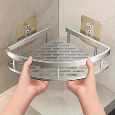 2PCS Bathroom Shelf Self Adhesive Corner Shower Caddy Organiser Storage Rack Set