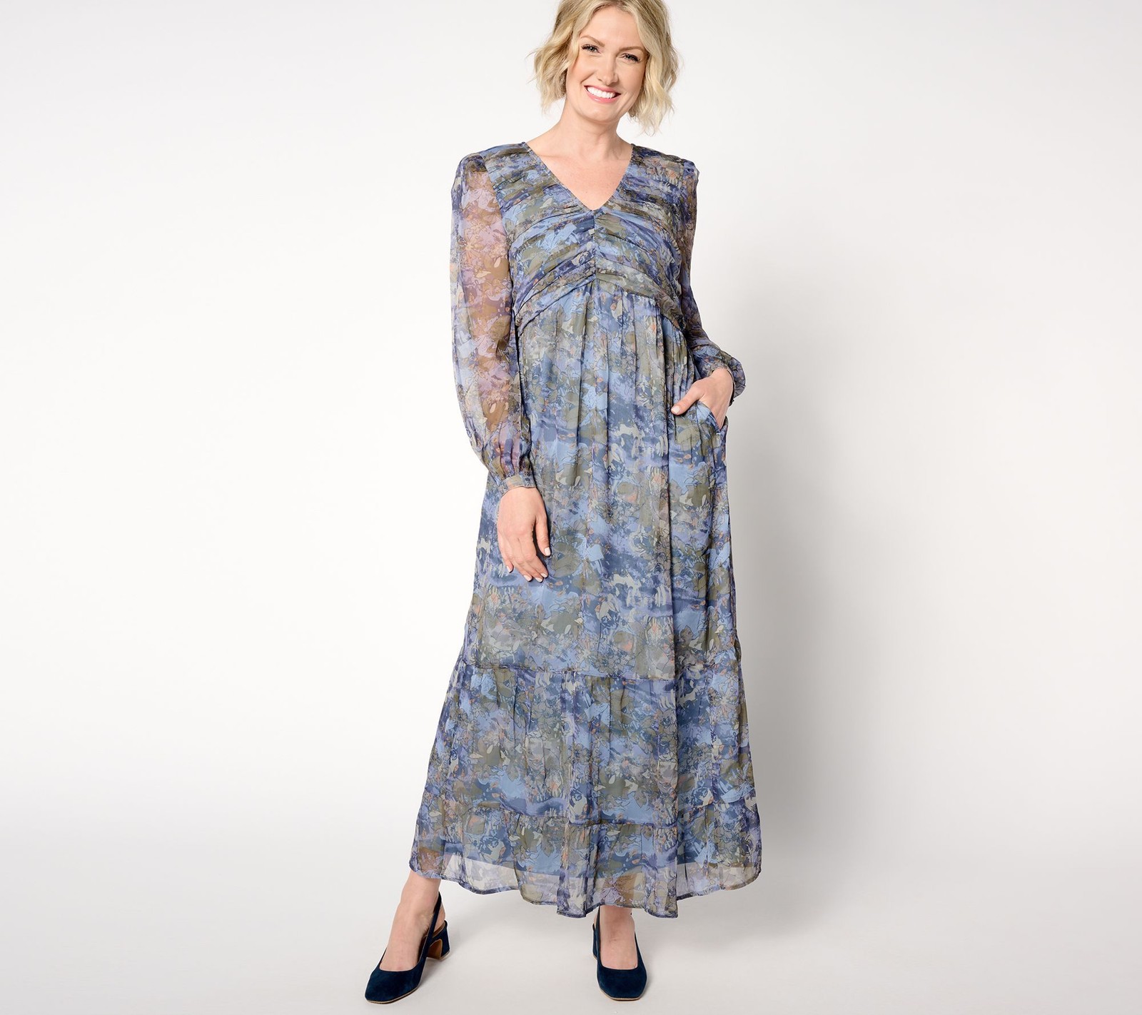 Me by Jennie Garth Women's Dress Sz M Misty Woven Maxi Multi-colored A655286