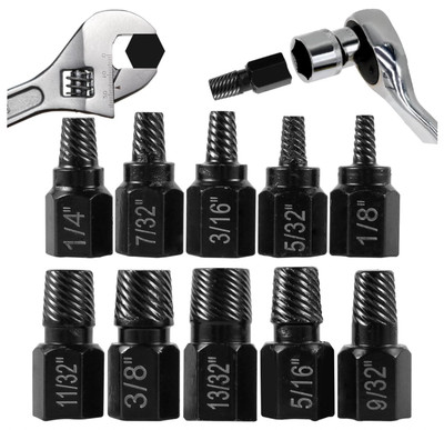 10 Pcs Screw Extractor Set, Hex Head Easy Out Bolt Extractor Set, Multi-Spline
