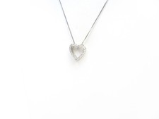 10K White Gold Heart Shaped Diamond Pendant 18" Box Chain