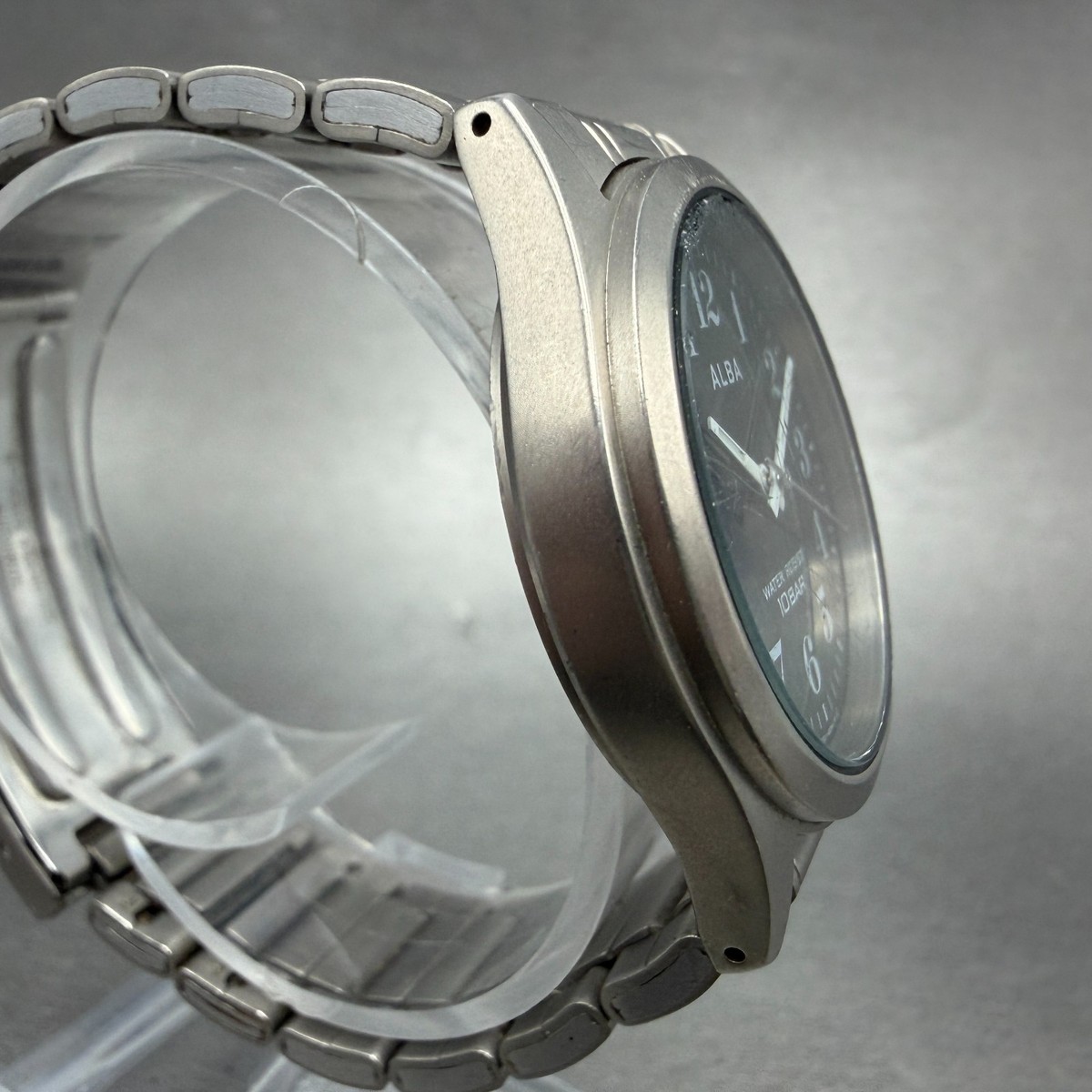 Seiko Alba Watch Men 35mm Black Dial Titanium Round V501-0bc0 New 