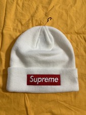 NEW Supreme New Era Box Logo Beanie White Red FW21BN9 One Size