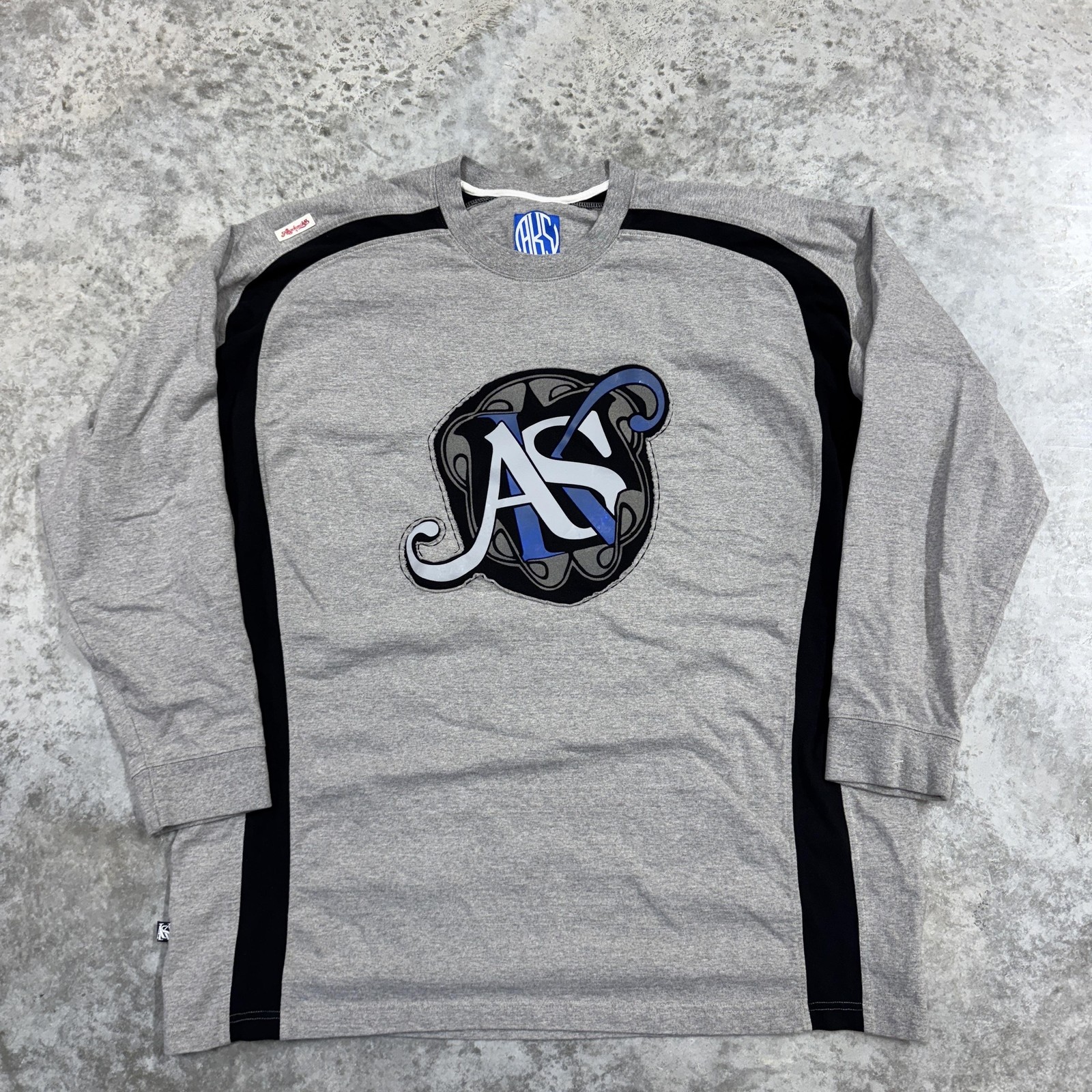 Akademiks Shirt Mens 4XL Gray Long Sleeve Crewneck Big Logo Streetwear AKDMKS