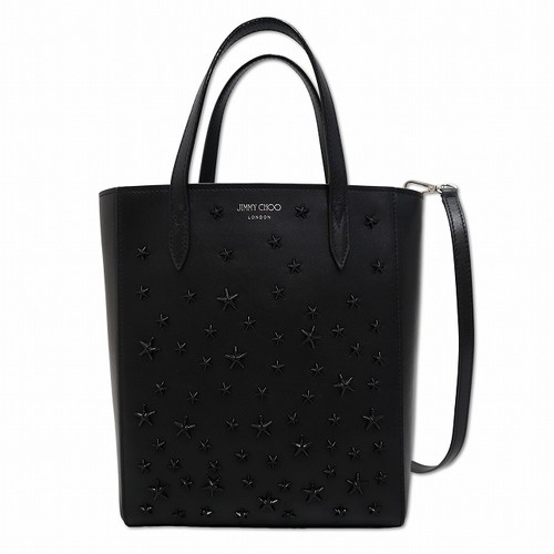 【Bag】JIMMY CHOO PEGASI N/S Leather Studded 2-Way Shoulder Tote Bag (Black)