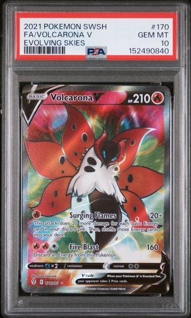 VOLCARONA V #170 PSA 10 2021 POKEMON SWSH EVOLVING SKIES  FULL ART 170/203