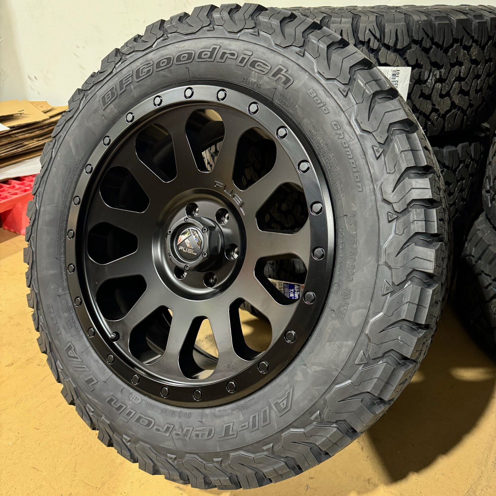5) 20x9 Fuel D579 Vector Black Wheels BFG 33" AT Tires 5x5 Jeep Wrangler JK JL