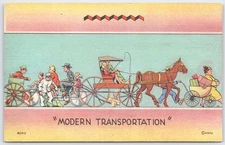 Vintage MWM Modern Transportation Cartoon Postcard GC415 Aurora MO